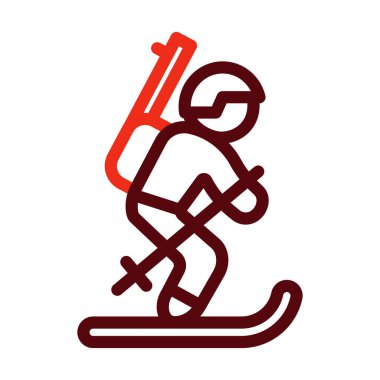 Biatlon Vektör Kalın Çizgisi Kişisel ve Ticari Kullanım İçin İki Renk Simgesi