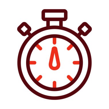 Kişisel ve Ticari Kullanım İçin Stopwatch Vektör Kalın Çizgisi İki Renk Simgesi