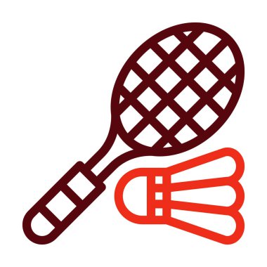 Badminton Vektör Kalın Çizgisi Kişisel ve Ticari Kullanım İçin İki Renk Simgesi