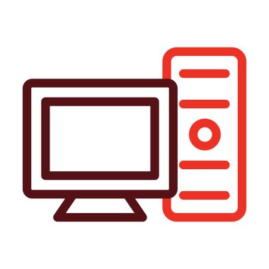 Kişisel ve ticari kullanım için Bilgisayar Vektörü Kalın Çizgisi İki Renk Simgesi