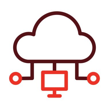 Bulut Hesaplama Kalın Çizgisi Kişisel ve Ticari Kullanım İçin İki Renk Simgesi