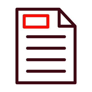 Kişisel ve Ticari Kullanım İçin Belge Vektörü Kalın Satırı İki Renk Simgesi