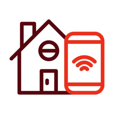 Kişisel ve ticari kullanım için Akıllı Ev Vektörü Kalın Çizgisi İki Renk Simgesi