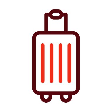 Kişisel ve Ticari Kullanım İçin Bavul Vektör Kalın Çizgisi İki Renk Simgesi