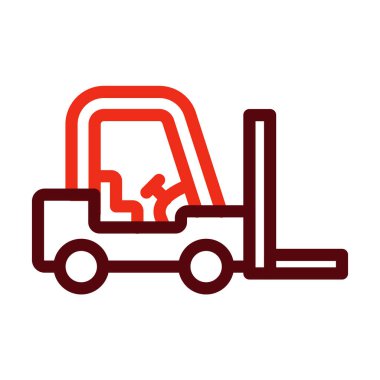 Forklift Vektör Kalın Çizgisi Kişisel ve Ticari Kullanım İçin İki Renk Simgesi