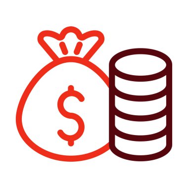 Para Vektörü Kalın Çizgi Kişisel ve Ticari Kullanım İçin İki Renk Simgesi