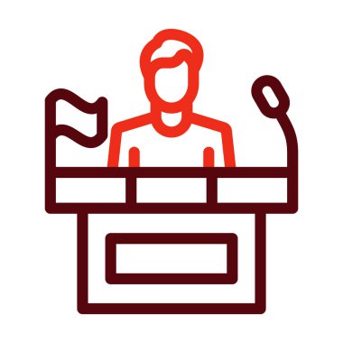 Siyasetçi Vektör Kalın Çizgi Kişisel ve Ticari Kullanım İçin İki Renk Simgesi