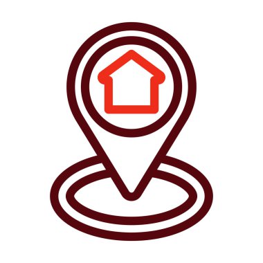 Kişisel ve ticari kullanım için Ev Varış Yeri Kalın Satırı İki Renk Simgesi