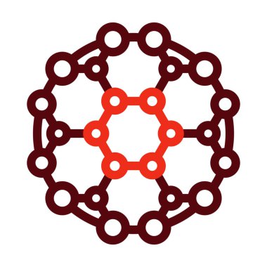 Kişisel ve ticari kullanım için Fullerene Vektör Kalın Çizgisi İki Renk Simgesi