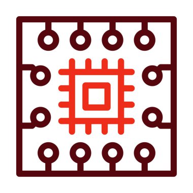 Kişisel ve ticari kullanım için Çip Vektör Kalın Çizgisi İki Renk Simgesi