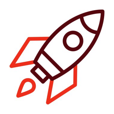 Roket Vektör Kalın Çizgisi Kişisel ve Ticari Kullanım İçin İki Renk Simgesi