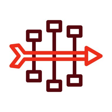 Kişisel ve ticari kullanım için Fishbone Diyagram Kalın Çizgisi İki Renk Simgesi