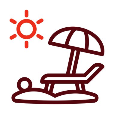 Plaj Vektörü Kalın Çizgisi Kişisel ve Ticari Kullanım İçin İki Renk Simgesi