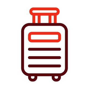 Kişisel ve Ticari Kullanım İçin Bavul Vektör Kalın Çizgisi İki Renk Simgesi