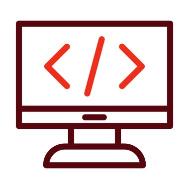 Kişisel ve Ticari Kullanım İçin Dil Vektörü Kalın Çizgi İki Renk Simgeleri Programlanıyor