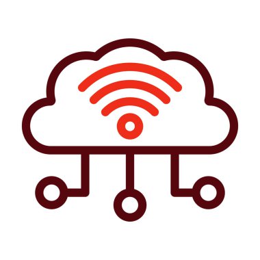 Bulut Servis Vektörü Kalın Çizgi Kişisel ve Ticari Kullanım İçin İki Renk Simgesi