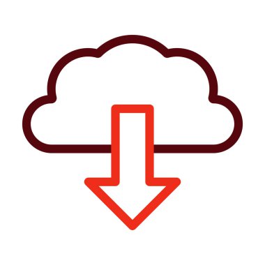 Bulut İndirme Kalın Çizgisi Kişisel ve Ticari Kullanım İçin İki Renk Simgesi