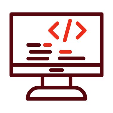 Kişisel ve Ticari Kullanım için Vektör Kalın Çizgi İki Renk Simgeleri Programlanıyor