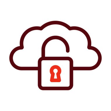 Güvensiz Bulut Vektörü Kalın Çizgisi Kişisel ve Ticari Kullanım İçin İki Renk Simgesi