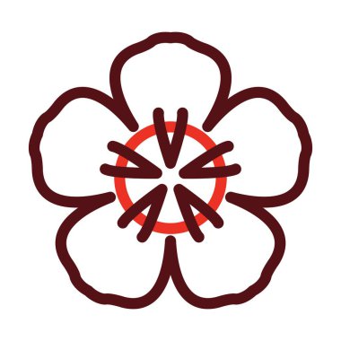 Kişisel ve ticari kullanım için Sakura Vektör Kalın Çizgisi İki Renk Simgesi