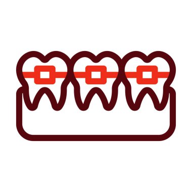 Kişisel ve Ticari Kullanım İçin Diş telleri Kalın Çizgisi İki Renk Simgesi