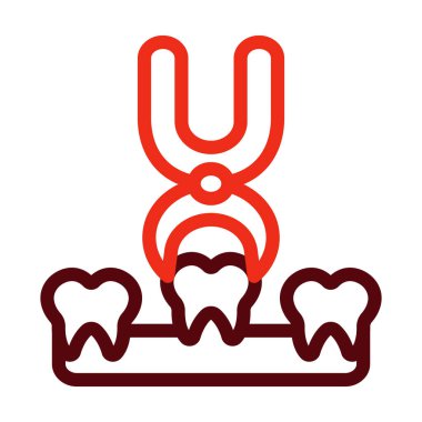 Kişisel ve ticari kullanım için Diş Çekme Vektörü Kalın Çizgisi İki Renk Simgesi