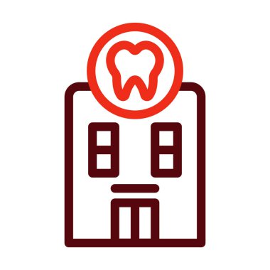 Kişisel ve Ticari Kullanım İçin Diş Kliniği Kalın Çizgisi İki Renk Simgesi