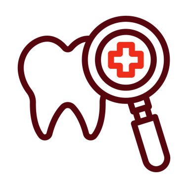 Kişisel ve Ticari Kullanım İçin Diş Sağlama Vektörü Kalın Satırı İki Renk Simgesi