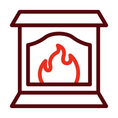 Kişisel ve ticari kullanım için Şömine Vektör Kalın Çizgisi İki Renk Simgesi