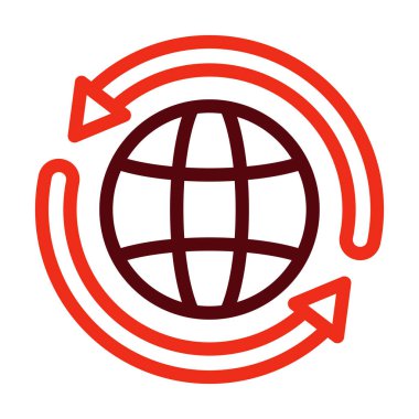 Kişisel ve Ticari Kullanım İçin Dünya çapında Vektör Kalın Çizgisi İki Renk Simgesi