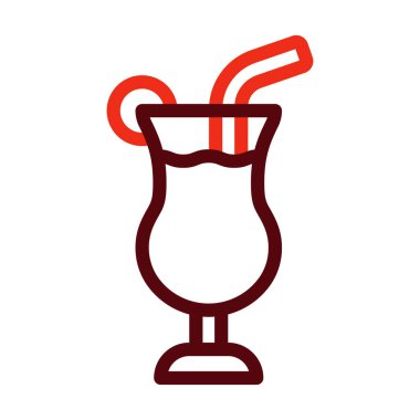 Kişisel ve ticari kullanım için Tropik İçecek Vektörü Kalın Çizgisi İki Renk Simgesi