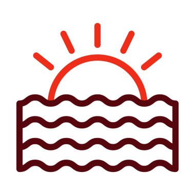 Kişisel ve ticari kullanım için Günbatımı Vektör Kalın Çizgisi İki Renk Simgesi