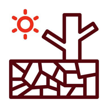 Kişisel ve Ticari Kullanım İçin Kuraklık Vektör Kalın Çizgisi İki Renk Simgesi