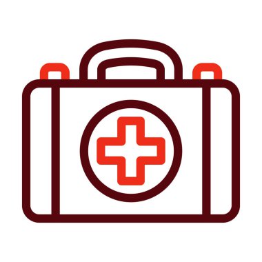 Kişisel ve ticari kullanım için ilk yardım gereç kalınlığı iki renk simgesi