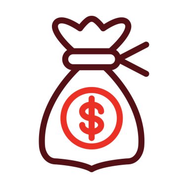 Para Torbası Vektör Kalın Çizgisi Kişisel ve Ticari Kullanım İçin İki Renk Simgesi