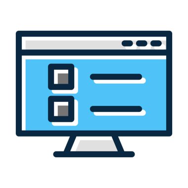 Çevrimiçi Test Vektörü Kalın Çizgisi Kişisel ve Ticari Kullanım İçin Koyu Renkler Dolduruldu