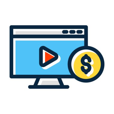 Ücretli İçerik Vektör Kalın Çizgisi Kişisel ve Ticari Kullanım İçin Koyu Renkler Dolduruldu