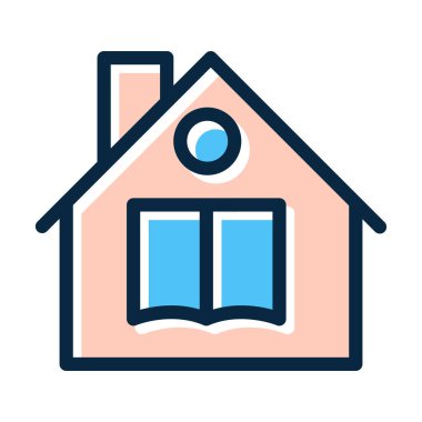 Kişisel ve Ticari Kullanım İçin Koyu Renklerle Dolu Ev Okulunun Kalın Çizgisi