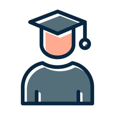 Öğrenci Vektör Kalın Çizgisi Kişisel ve Ticari Kullanım İçin Koyu Renkler Dolduruldu