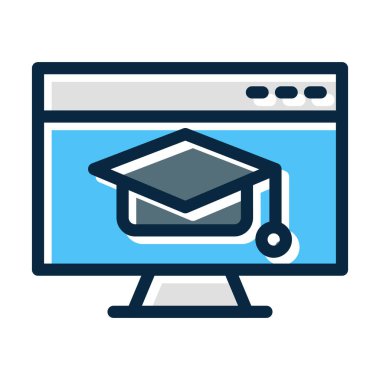 Çevrimiçi Eğitim Vektörü Kalın Çizgi Kişisel ve Ticari Kullanım İçin Koyu Renkler