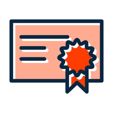 Diploma Vektörü Kalın Çizgisi Kişisel ve Ticari Kullanım İçin Koyu Renklerle Dolu