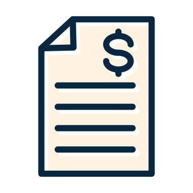 Kişisel ve Ticari Kullanım İçin Koyu Renk Simgelerini Doldurulmuş Mali Bilgi Vektörü Kalın Çizgisi