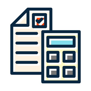 Kişisel ve Ticari Kullanım İçin Koyu Renk Simgeleri Doldurulmuş Muhasebe Vektörü Kalın Çizgisi