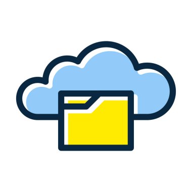 Bulut Veri Vektörü Kalın Çizgisi Kişisel ve Ticari Kullanım İçin Koyu Renk Simgeleri Dolduruldu