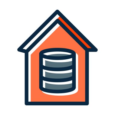 Veri Evi Kalın Çizgisi Kişisel ve Ticari Kullanım İçin Koyu Renk Simgeleri Dolduruldu