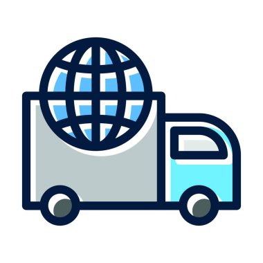 Uluslararası Taşımacılık Vektörü Kalın Çizgisi Koyu Renk Simgeleri Kişisel ve Ticari Kullanım İçin Simgeler