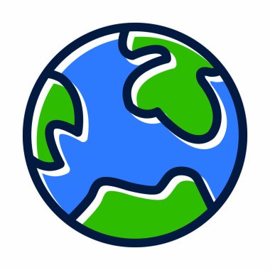 Dünya Vektör Çizgisi Koyu Renk Simgeleri Kişisel ve Ticari Kullanım İçin Doldurulmuş