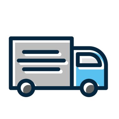 Kargo Kamyonu Kalın Çizgisi Kişisel ve Ticari Kullanım İçin Koyu Renk Simgeleri Dolduruldu