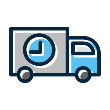 Kamyon Zamanı Kalın Çizgisi Kişisel ve Ticari Kullanım İçin Koyu Renk Simgeleri Dolduruldu