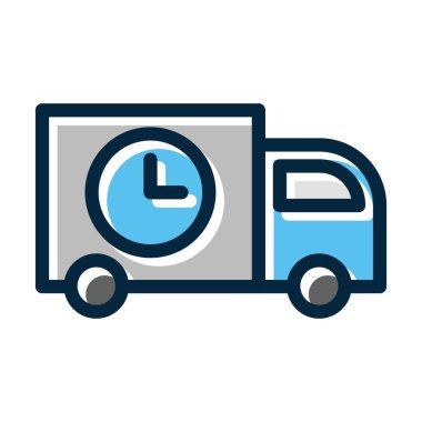 Sevkiyat Zamanı Kalın Çizgisi Kişisel ve Ticari Kullanım İçin Koyu Renk Simgeleri Dolduruldu